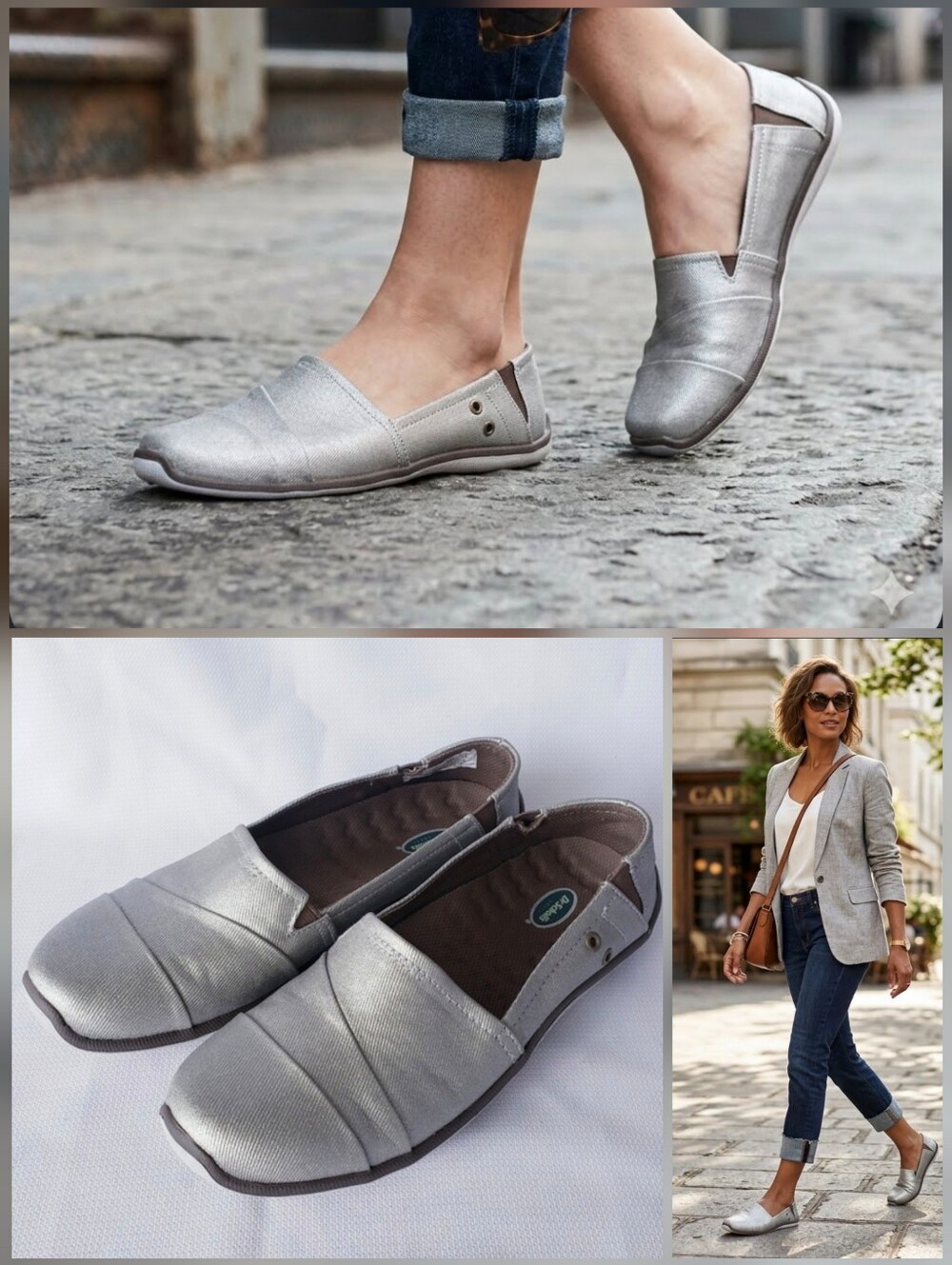 ❤️DR. SCHOLL'S metallic silver flats 🤍Size 7M